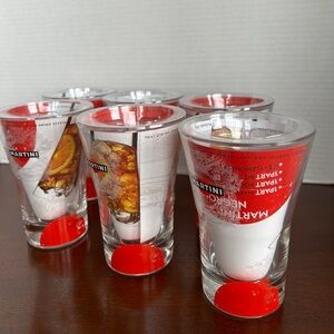 Six Martini & Rossi Promotional Advertising Collector Glasses Vermouth Barware